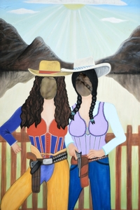 Cowgirl photo park cutouts, Madrid NM