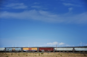 Train & wind turbines, Pastura NM