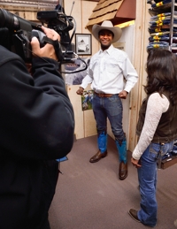 Michael Newman cowboy makeover at Solano's Boot & Western Wear, Raton