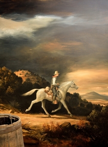 Billy the Kid on gray mare, painting by Peter Rogers, 1984, at Anderson-Freeman Museum in Lincoln, NM