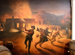 Billy the Kid's escape from 'The Big Killing' - painting by Peter Rogers 1984