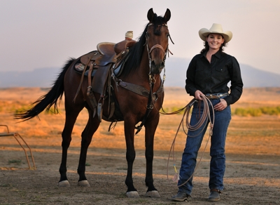 Marcia Hefker with her Hindi Arabian Azia at Hoehne, Colorado, by Tim Keller