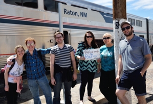 Shuler Theater summerstock actors arrive in Raton by Amtrak from Chicago, June 2015