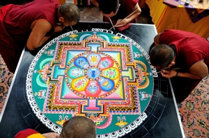 Tibetan monks make sand mandala at The Mandala Center, International Day of Peace, September 2010