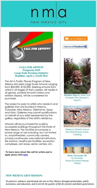 New Mexico Arts bulletin with Tim Keller Photography