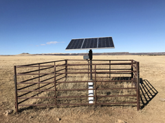 Solar water pump for cattle atop Bartlett Mesa