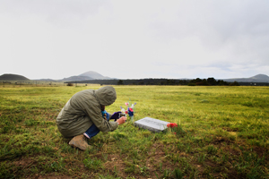 Christina Boyce at George McJunkin's grave in Folsom NM