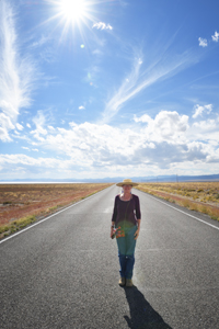 Christina Boyce on Utah two-lane blacktop