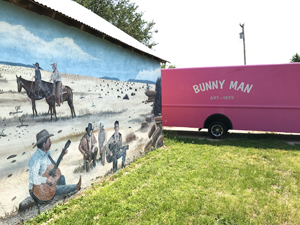 Bunny Man and Mosquero NM mural of cowboy culture