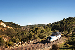 Amtrak's Southwest Chief descends into Colorado just below the summit of Raton Pass