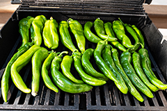 New Mexico green chile roasting on the grill
