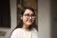 Arin Meis portrait at NM Poetry Out Loud 2018, St. Francis Auditorium courtyard