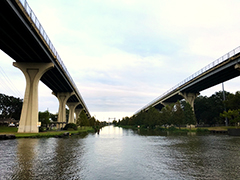 Highway bridges over bayous at Houma, Louisiana