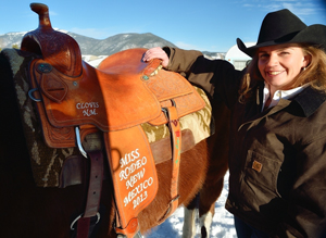 Ashlee Rose Mills and her horse at home in Eagle Nest