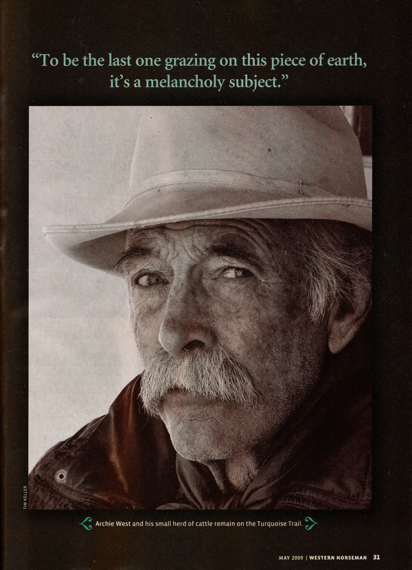 Archie West, Last Stockman on the Turquoise Trail, Western Horseman, portrait by Tim Keller